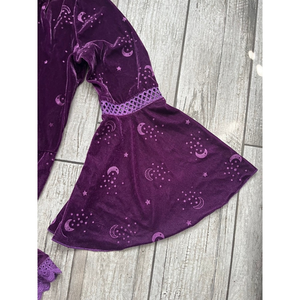 Spirit Halloween Celestial Coven Hooded Dress Women 1X Purple Bell Sleeve Witch - Picture 8 of 14